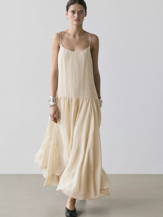 Massimo Dutti Dresses & Skirts - Massimo Dutti Flowing Midi Dress with Pleated Detail